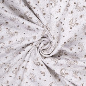 Light Brown Motif Print Premium Cotton Fabric