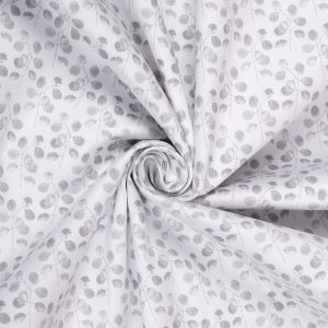 Light Gray Leaf Print Premium Cotton Fabric