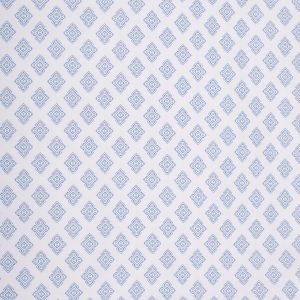 Light Blue Motif Print on White Premium Cotton Fabric