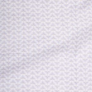 Purple Motif Print on White Premium Cotton Fabric