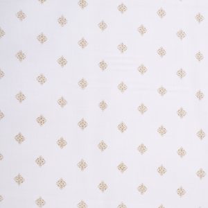 Golden Motif Print on White Premium Cotton Fabric