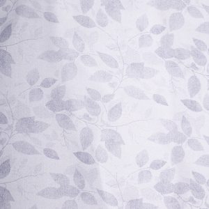Light Gray Leaf Print on White Premium Cotton Fabric