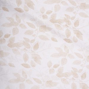 Light Brown Leaf Print on White Premium Cotton Fabric