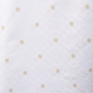 Golden Motif Print on White Premium Cotton Fabric