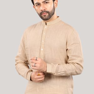 Beige Linen Kurta for Men