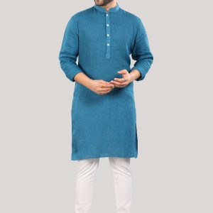 Elegant Blue Linen Kurta for Men