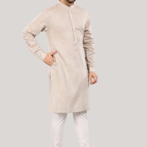 Elegant Beige Linen Kurta for Men