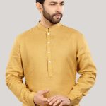 Elegant Mustard Linen Kurta for Men