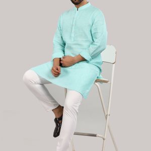 Elegant Mint Linen Kurta for Men