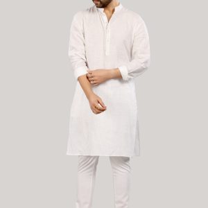 Elegant White Linen Kurta