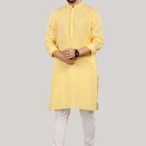 Elegant Yellow Linen Kurta for Men