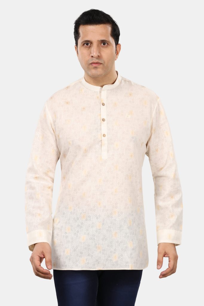 Elegant Beige Pure Cotton Short Kurta