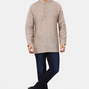 Brown Linen Short Kurta