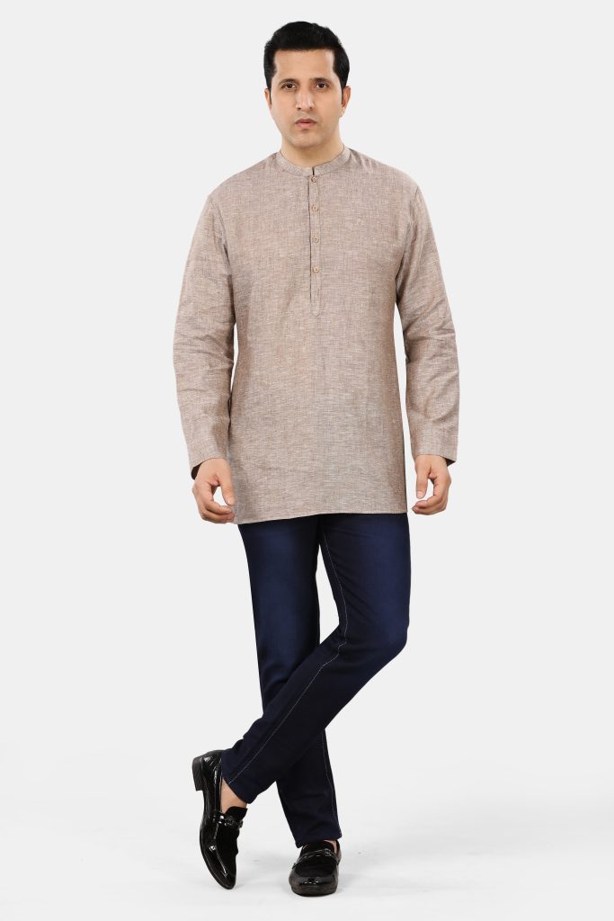 Brown Linen Short Kurta
