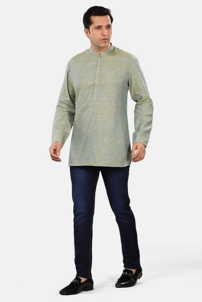 Sage Green Linen Short Kurta