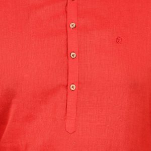 Vibrant Flame Red Linen Short Kurta