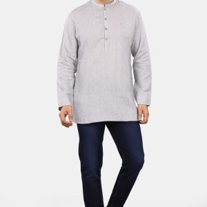 Ash Gray Linen Short Kurta
