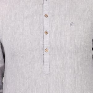 Elegant Ash Gray Linen Short Kurta