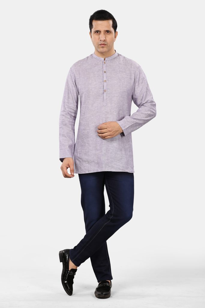 Lavender Mist Linen Short Kurta