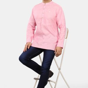 Candy Pink Linen Short Kurta