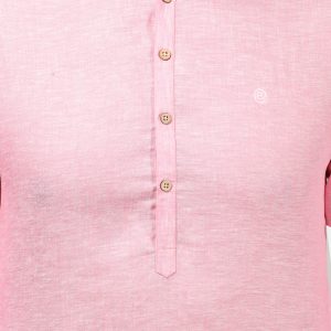 Candy Pink Linen Short Kurta
