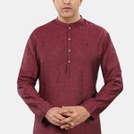 Maroon Linen Short Kurta