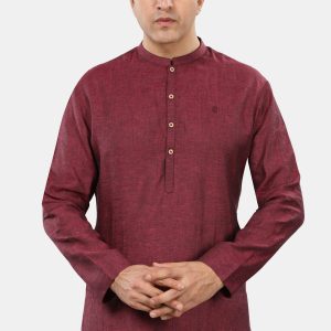 Maroon Linen Short Kurta