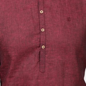 Elegant Maroon Linen Short Kurta