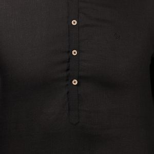 Elegant Black Linen Short Kurta