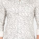 Off White Giza Cotton Abstract Print Shirt