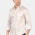 Off White Motif Print Giza Cotton Shirt