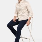 Off White Floral Giza Cotton Shirt