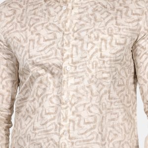 Elegant Off White Floral Giza Cotton Shirt