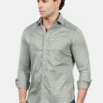 Man wearing Diamond Print Sage Green Premium Cotton Men's Shirt