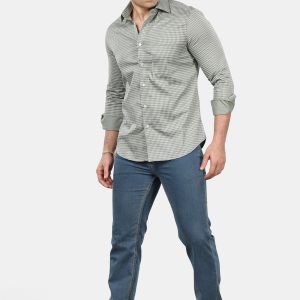 Diamond Print Sage Green Premium Cotton Men's Shirt