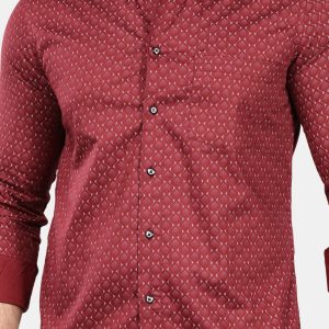 Elegant Maroon Patterned Men's Shirt