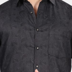 Men's Elegant Dark Gray Patterned Shirt