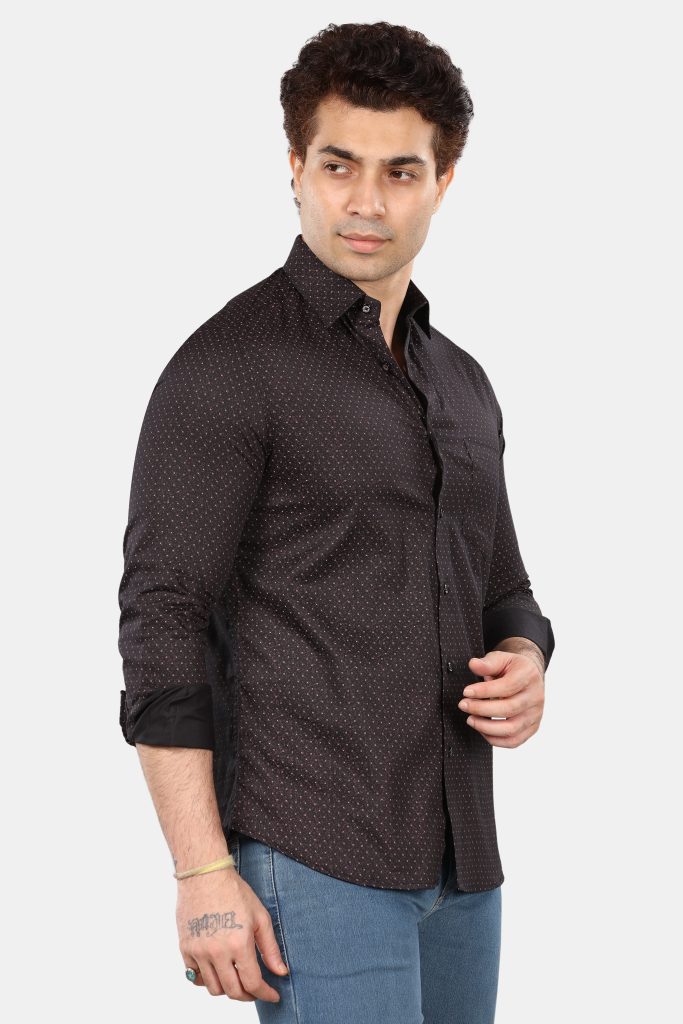 Men's Classic Black Patterned Shirt
